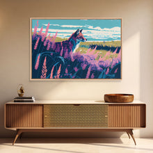 Cargar imagen en el visor de la galería, Cute fox in a field, watercolor art, framed canvas print, colorful animal art
