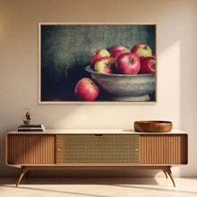 Cargar imagen en el visor de la galería, Farmhouse Kitchen Art, Framed Canvas Print, Still Life of Apples In A Rustic Bowl, Photography Print, Kitchen Decor, Rustic Country Kitchen
