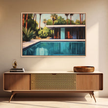 Load image into Gallery viewer, The Pool House, Mid Century Modern Decor, Framed Wall Art, Architectural Print, Retro Art, Swimming Pool Art, Framed Painting
