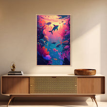 Load image into Gallery viewer, 80s Vibe Under The Sea Coral Reef Art, framed canvas print, fish and reef art

