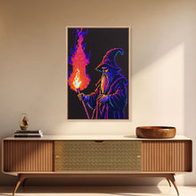 Carregar imagem no visualizador da galeria, Angry Old Wizard Fire Scepter Gamer Fine Art Print, Wall Decor, Wall Poster, Wall Art Print
