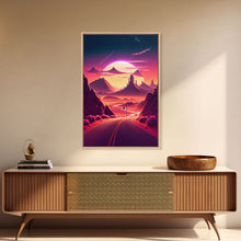 Load image into Gallery viewer, Apache Trail Scenic Drive, Framed Canvas Print, Roads of Arizona, retro style art
