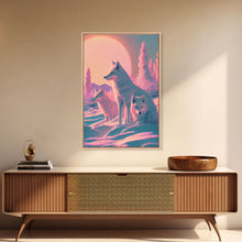 Carregar imagem no visualizador da galeria, Cute Arctic Fox Art, animal prints, framed canvas print wall art, vaporwave aesthetic soothing art
