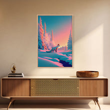 Carregar imagem no visualizador da galeria, Cute arctic fox art in the snow, framed canvas print
