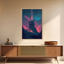 Cargar imagen en el visor de la galería, Fire-Watch, Watch Tower art, vaporwave aesthetic wall art, framed canvas print
