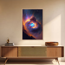 Cargar imagen en el visor de la galería, Colorful Nebula in Deep Space, Framed canvas print, retrowave watercolor space art
