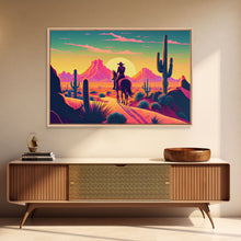 Load image into Gallery viewer, Cowboy Wild West Valley Sunset Mountains Cactus Fine Art Print, Wall Art Print, Wall Poster, Wall Décor
