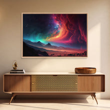 Cargar imagen en el visor de la galería, Colorful Galaxy Full of Stars, Framed Canvas Print, Unique Wall Art, Large Format Art, Retro Synthwave Style Space Art
