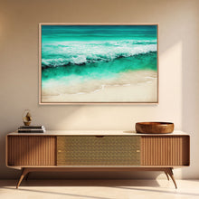 Carregar imagem no visualizador da galeria, Canvas Print, Painting of Emerald Green Waves, Framed Canvas Art, whimsical ocean art, framed wall art
