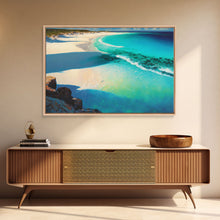 Carregar imagem no visualizador da galeria, Bird&#39;s Eye View Of a Tropical Beach, Framed Canvas Print, Lake House Art, Modern Farmhouse Decor
