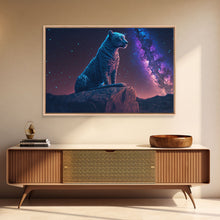 Load image into Gallery viewer, Synthwave Animal Prints, Cheetah and a starry night sky, framed canvas print, cute animal art
