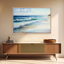 Load image into Gallery viewer, framed ocean art, beach wall art, framed wall art, living room wall decor, abstract landscape art, framed canvas print
