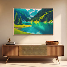 Carregar imagem no visualizador da galeria, Calm and Serene Landscape Painting, Framed Canvas Print National Park Canvas Art, Framed wall decor, living room wall art, Pine Tree Lake
