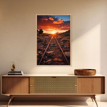Carregar imagem no visualizador da galeria, Abandoned Train Tracks Somewhere In The Arizona Desert, Framed Canvas Print, Western Decor
