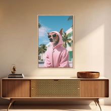 Cargar imagen en el visor de la galería, Chihuahua Wall Print, Dog Wall Art, Dog Sunglasses, Pink Hoodie, Funny Wall Art, Framed Wall Art, Framed Canvas, Wall Print, Wall Canvas
