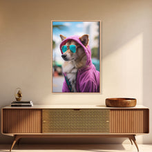 Cargar imagen en el visor de la galería, Corgi Pink Hoodie Wall Print, Animal Wall Art, Dog Portrait, Dog Art Print, Framed Wall Art, Framed Canvas, Wall Print, Wall Canvas
