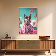 Carregar imagem no visualizador da galeria, German Shepherd Pink Suit Wall Print, Animal Wall Art, Dog Portrait, Dog Art Print, Framed Wall Art, Framed Canvas, Wall Print, Wall Canvas
