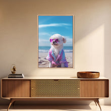 Load image into Gallery viewer, CShih Tzu In Beach Sunglasses Wall Print, Dog Décor, Dog Print, Dog Portrait, Framed Wall Art, Framed Canvas, Wall Print, Wall Canvas
