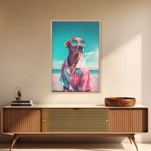Cargar imagen en el visor de la galería, Chihuahua In Pink Shirt Sunglasses Wall Print, Beach Art, Dog Print, Dog Portrait, Framed Wall Art, Framed Canvas, Wall Print, Wall Canvas
