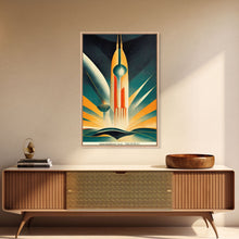 Carregar imagem no visualizador da galeria, Art Deco Style Spaceship, Space Exploration, Science Fiction / SciFi Canvas Print, Ready to Hang Wall Art
