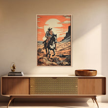 Load image into Gallery viewer, Cowboy Wall Decor, 12x18 Art Print, Equestrian Wall Art, Western Decor, Southwestern Art, Wild West Painting Wall Art, Framed Canvas Print
