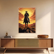 Load image into Gallery viewer, Cowboy Wall Decor, 12x18 Art Print, Equestrian Wall Art, Western Decor, Southwestern Art, Wild West Painting Wall Art, Framed Canvas Print
