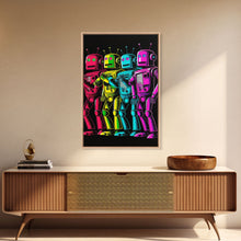 Load image into Gallery viewer, 1950s Style Scifi Robot Art, Art Deco Scifi Poster Art on Canvas, Framed Canvas Print, Game Room Decor
