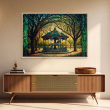 Load image into Gallery viewer, Framed Canvas Print, Painting of a Vintage carousel, Stained Glass Style Wall Art

