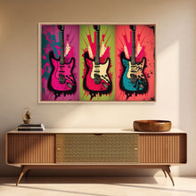 Load image into Gallery viewer, Electric Guitar Pop Art, Instrument Drawings, Framed Canvas Print, Pop Art, Graffiti Splatter Art, Large Living Room Wall Decorr
