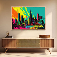 Cargar imagen en el visor de la galería, Chicago City Skyline Graffiti Art, Framed Canvas Print, Large Office Wall Decor, Huge Living Room Art
