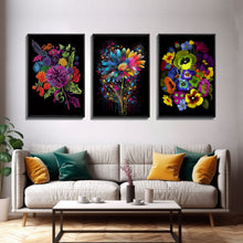 Carregar imagem no visualizador da galeria, Beautiful Wildflowers Canvas Prints  - Set of 3 - Framed Wall Art- Wild Flowers - Mother&#39;s Day - Gift For Her - Floral / Botanical Art
