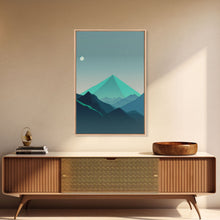 Load image into Gallery viewer, Emerald Green Pacific Northwest Art, Minimalist Boho Style Forest Landscape, Framed Canvas Art, Abstract Art, Green Mountains

