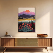 Carregar imagem no visualizador da galeria, Boho Style Mountain Landscape, Minimalist Art, Sunset Over The Mountains
