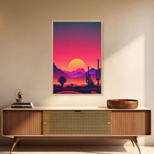 Load image into Gallery viewer, Framed Canvas Art Print - Desert Landscape at Sunset - Pop Art Style - Home Decor - Southwest Art, California Desert Decor
