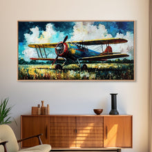Carregar imagem no visualizador da galeria, Aeroplane Art, Antique Airplane Painting Canvas Print, Framed Canvas Art, Above Sofa Art, Gift for RC Plane Pilot, Retro Plane Art
