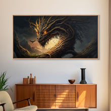 Carregar imagem no visualizador da galeria, Forest Dragon Nidhogg, Norse Mythology, Framed Canvas Print, Fantasy Dragon Art, Fantasy Decor
