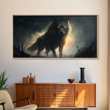 Load image into Gallery viewer, The Great Wolf Fenrir, Framed Canvas Print, Norse Mythology, Fantasy Art
