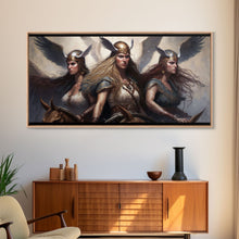 Load image into Gallery viewer, The Valkyries, Norse Mythology, Framed Canvas Print, Norse Fantasy Art
