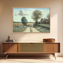 Load image into Gallery viewer, Cottage Oil Painting Framed Canvas Print | Rustic Wall Art | Vintage Muted Print | Farmhouse | Boho Style | Minimalist
