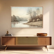 Load image into Gallery viewer, Farmhouse Wall Art, Retro / Vintage Style Landscape, Framed Canvas Print, Boho Style Minimalist Art, Framed Wall Art
