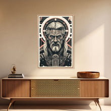 Load image into Gallery viewer, Grunge / Cyberpunk Odin, Norse Mythology, Wall Art, Framed Canvas Print, Futuristic Portrait of Odin
