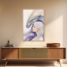 Load image into Gallery viewer, Dragon Painting Canvas Print, Dragon Art, Fantasy Art, Fantasy Painting Wall Art, Girl and Her Dragon, Dragon Girl
