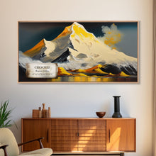 Cargar imagen en el visor de la galería, Cho Oyu, The Turquoise Goddess, Travel Poster, Framed Canvas Print, Mountain Landscape Painting, Original Painting Print
