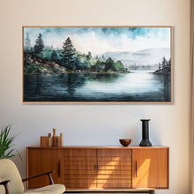 Load image into Gallery viewer, framed lake landscape art | framed wall art | living room wall decor | Canvas Print | minimalist landscape | abstract landscape art | Rustic

