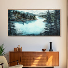 Load image into Gallery viewer, Blue Lake Art | Framed Canvas Print | Blue Lake Painting | Lake House Decor | Guest Room Landscape Painting | Crater Lake Painting
