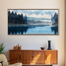 Load image into Gallery viewer, Blue Lake Art | Framed Canvas Print | Blue Lake Painting | Lake House Decor | Guest Room Landscape Painting | Waldo Lake Painting
