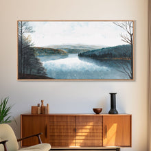 Load image into Gallery viewer, Blue Lake Art | Framed Canvas Print | Blue Lake Painting | Lake House Decor | Guest Room Landscape Painting | Detroit Lake Painting

