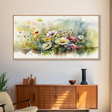 Carregar imagem no visualizador da galeria, Abstract Watercolor Wildflower Meadow Painting, Canvas Print, Colorful Botanical Art Prints, Abstract flower Art, Extra Large Painting
