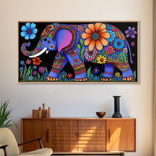 Load image into Gallery viewer, Elephant Art, Wall Art, Framed Canvas Print, Canvas Art, Indian Style Abstract Elephant With Flowers

