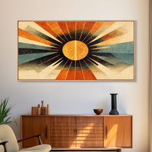 Carregar imagem no visualizador da galeria, Abstract Midcentury Modern Sunburst, Canvas Print, Art Deco Style wall art, sun with sun rays, sun burst, boho style, ready to hang
